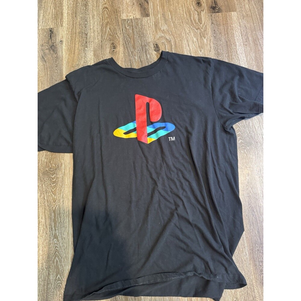 PlayStation Logo Short Sleeve Ripple Junction Throw Back Black Shirt Size (XL)